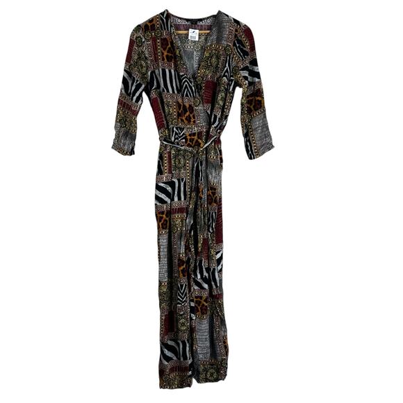 NWT Toxik3 Jumpsuit Womens L Multicolor Abstract Maximalist Tribal Eclectic Boho - Picture 1 of 6